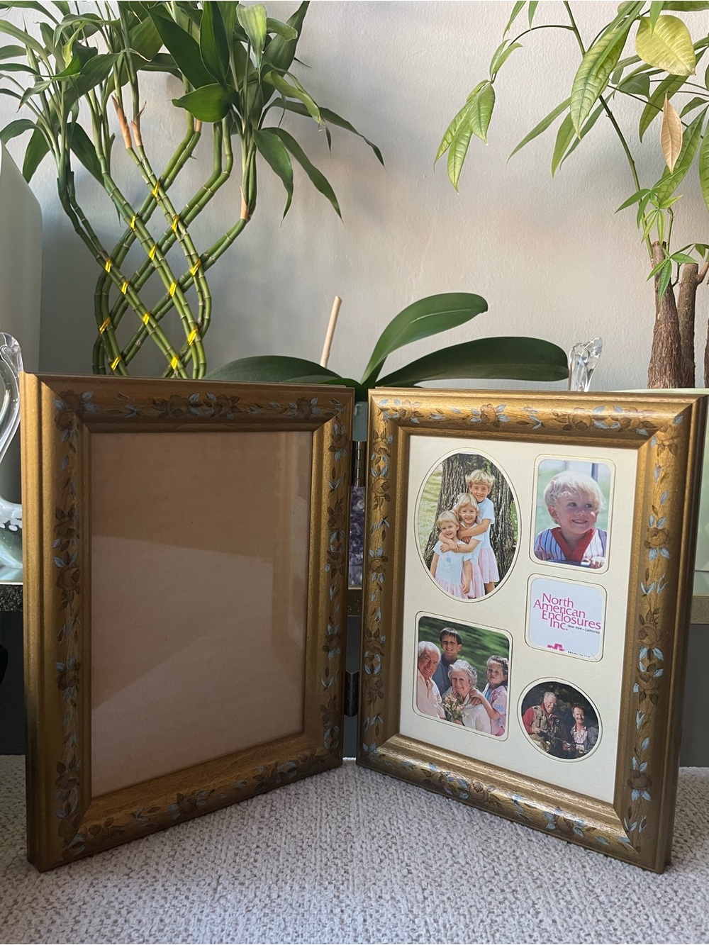 Vintage North American Enclosures Gold Hinged Double Picture Frame